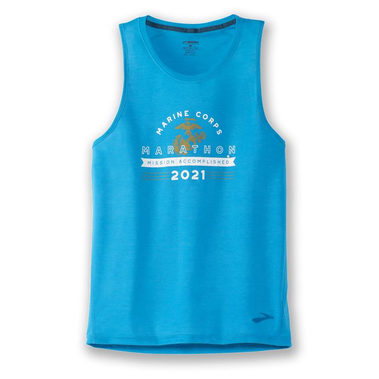 Brooks MCM21 Distance Graphic Running Tank Top - Men's - Electric Blue (42158-ROPD)